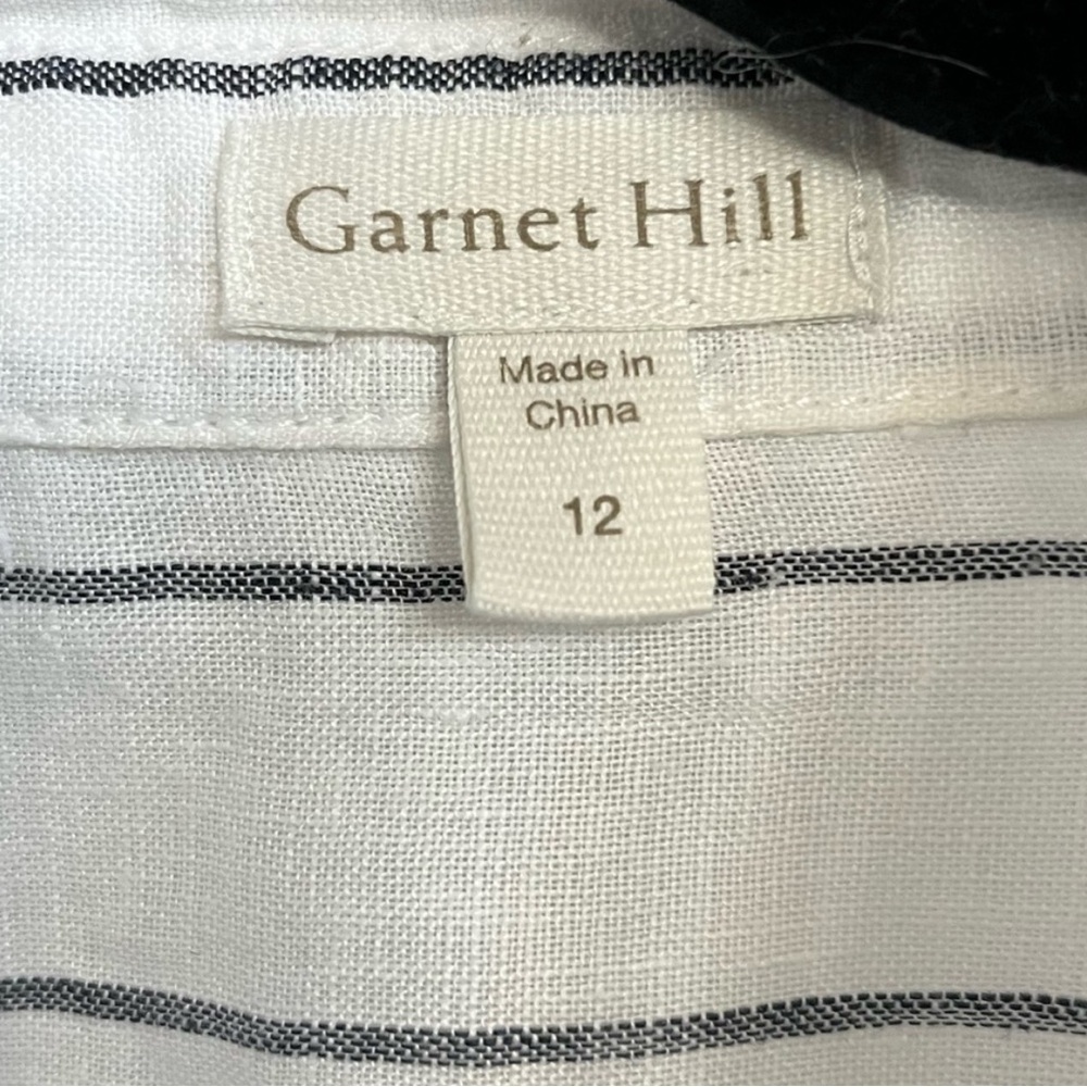 Garnet Hill Striped Linen Button-Up Shirt | Size 12 - Picture 3 of 4